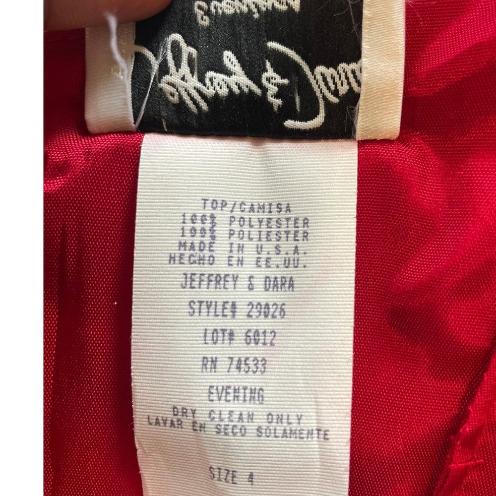 VTG Tom Barra Red Satin Halter Top Size 4 - Picture 6 of 7